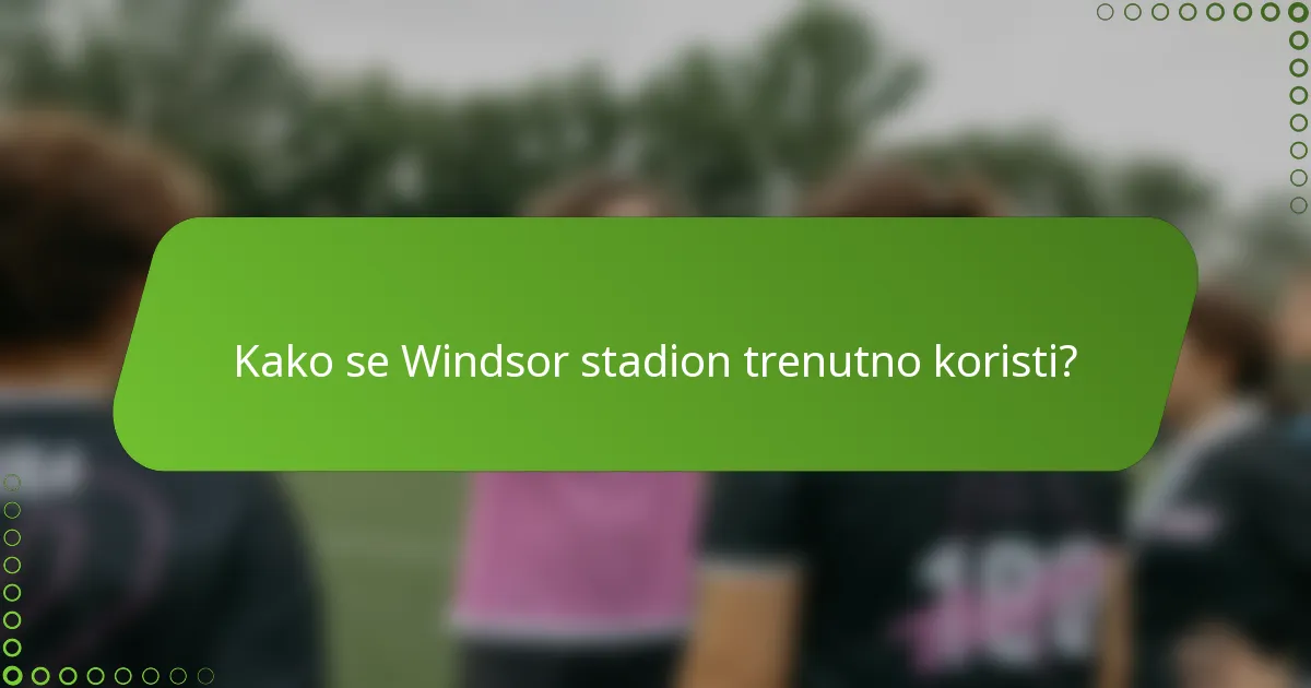 Kako se Windsor stadion trenutno koristi?