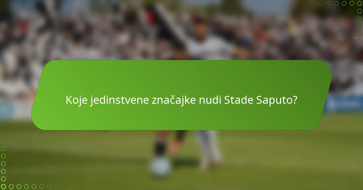 Koje jedinstvene značajke nudi Stade Saputo?