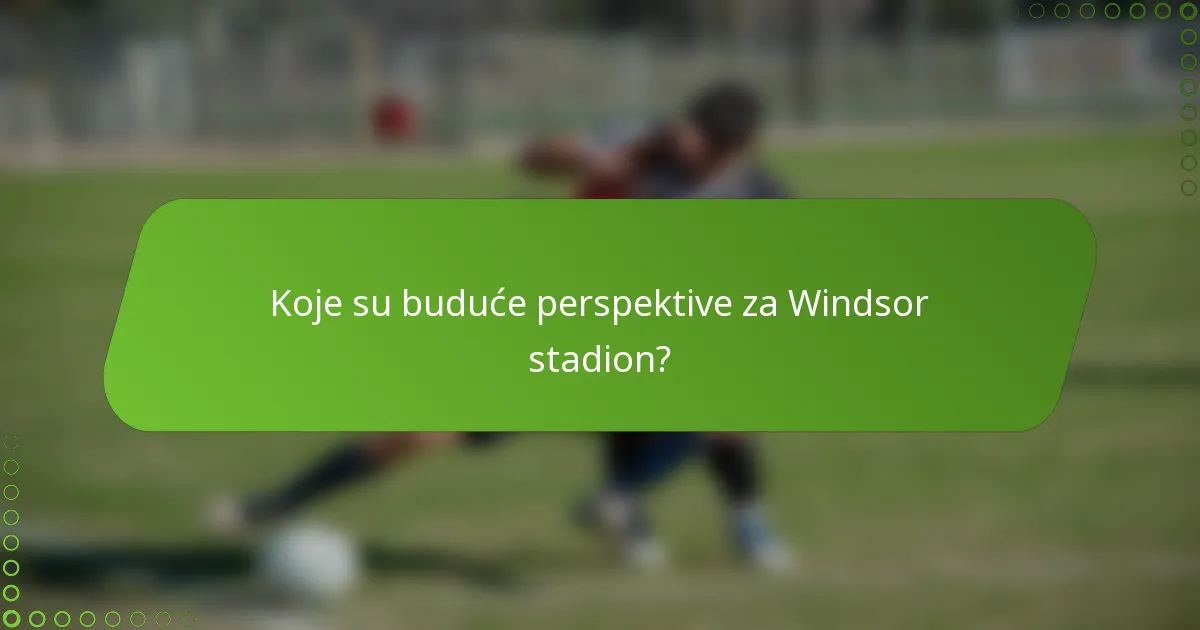 Koje su buduće perspektive za Windsor stadion?